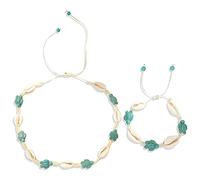 GGYTMQL Shell Necklace Bracelet Set Beach Seashell Starfish Choker Necklaces Jewelry Shell Anklets Summer Stuff Accessories Outfits for Women