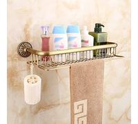 GGYTMQL Shower Caddy European Antique Brass Bathroom Shelf, Shower Storage Rack, Shampoo Bath Towel Tray Home Bathroom, Single Tier Accessories Bathroom Shelf Storage (Color : Short)