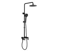 GGYTMQL Shower Faucets Black Brass Bathroom Shower Mixer Tap Set Rain Shower Head Round Wall Mounted Bathtub Faucet