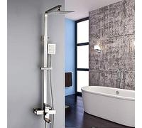 GGYTMQL Shower Head Luxury Wall Mounted Stainless Steel Rain Shower Faucets Set System Cold Hot Water Square Hand Shower Head
