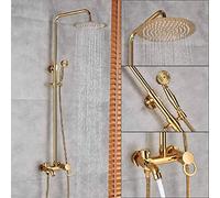 GGYTMQL Shower Set Shower System Golden Shower Set Faucet Single Handle 3-Ways 8" Rainfall Shower with Handshower Waterfall Spout Bath Shower System,Golden Faucet A