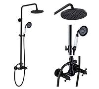 GGYTMQL Shower System Black Bronze Shower Faucet Set Rainfall 8 Shower Head Bathroom Shower Mixer Tap Wall Mounted Hot Cold Shower Mixer KitsBronze A01,Black Bronze C02