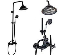 GGYTMQL Shower System Black Bronze Shower Faucet Set Rainfall 8 Shower Head Bathroom Shower Mixer Tap Wall Mounted Hot Cold Shower Mixer KitsBronze A01,Black Bronze C02