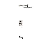 GGYTMQL Shower System Concealed Shower Faucet Set Brushed Brass Shower Combo Set with Tap and 20 cm Rainfall Shower Head Easy Installation,A-(Fyrkant)