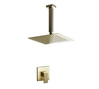 GGYTMQL Shower System Concealed Shower Faucet Set Wall Mounted Brushed Gold Shower Combo Set with Waterfall Rainfall Shower Head,A-12 tum