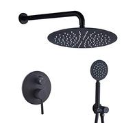 GGYTMQL Shower System,Shower Faucet Set with 12'' Rain Shower Head and Handheld Shower Head Wall Mounted Shower Combo Set, Premium Matte Black System Luxury Shower Set