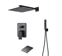 GGYTMQL Shower System with Tub Spout, Wall Mount Shower Faucet Set with 10Inch Rain Shower Head, Handheld Shower Head Set, Bath Shower Mixer Tap Black,C,C