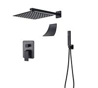 GGYTMQL Shower System with Tub Spout, Wall Mount Shower Faucet Set with 10Inch Rain Shower Head, Handheld Shower Head Set, Bath Shower Mixer Tap Black,C,C