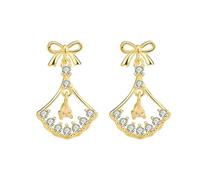 GGYTMQL Silver Earrings for Women 925 Sterling Silver Bow Dangly Earrings, Sparkling Zirconia Drop Earrings, Gold Stud Drop Earrings, Jewelry Gift for Valentine'S Day