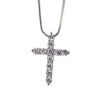 GGYTMQL Silver S925 Necklace Women Zircon Pendant Cross Pendant&Necklace Jewelry For Men Female