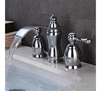 GGYTMQL Sink Faucets, Faucets,Basin Mixer Tap Bathroom Basin Faucet, Hot and Cold Rose Water Faucet, Widespread Sink Mixers Tap, Deck Mount Wash Tub Fauctes for Bathroom Kitchen (Color : Nickel)