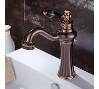 GGYTMQL Sink Taps, Water-Tap European Style Hot and Cold Basin Faucet Water-Tap American Brown Ancient Faucet Single Hole Washbasin All Bronze Antique Water Dragon Head/D Beauty Comes
