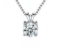 GGYTMQL sliver 8mm round zircon pendant necklace for women gift 40cm 45cm 50cm solid box chain choker collares Made in China