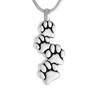 GGYTMQL Stainless Steel Bullet Pendant Pet Ashes Necklace Stainless Steel Four Dog Paw Cremation Ashes Jewelry Box Animal Ashes Souvenir Souvenir Pendant