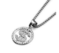 GGYTMQL Stainless Steel Cute Dollar Letter Pendant Necklace Charms for Jewelry Making Silver Color Hip Hop Birthday Gift
