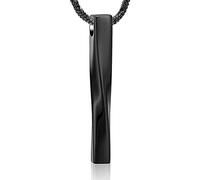 GGYTMQL Stainless Steel Memorial Ash Holder Stainless Steel Twisted Cube Bar Pendant Urn Women/Men Black