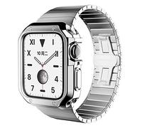 GGYTMQL Stainless Steel Strap+Case for Watch 7 6 Se 5 4 3 2 40Mm 44Mm 38Mm 42Mm Band Metal Bumper Frame Cover/Gold/42Mm