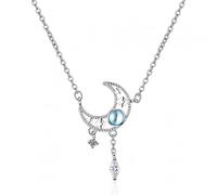 GGYTMQL Stars and Moon Pendant Necklace For Women Zircon s925 Silver Colorful Jewelry Birthday Gift