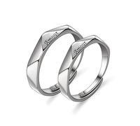 GGYTMQL Sterling metal Open Finger Ring 925 Sterling metal Male and Female Couple Ring Simple French Couple Ring Personality Student Open Ring Gifts for Lover Ring, Adjustable Opening (Ring Adj