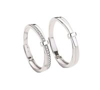GGYTMQL Sterling metal Open Finger Ring Couple Ring Sterling metal S925 Simple Plametalum Ring Men and Women Lover Ring Gifts for Lover Ring, Adjustable Opening