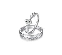 GGYTMQL Sterling metal Open Finger Ring S925 Couple Rings Sterling metal Ring Men and Women Valenmetale's Day Gift Girlfriend Diamond Ring Gifts for Lover Ring, Adjustable Opening (Ring Adjus