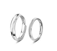 GGYTMQL Sterling metal Open Finger Ring S925 metal Simple Couple Ring Male and Female Pair Ring Open Student Ring Gifts for Lover Ring, Adjustable Opening