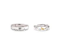 GGYTMQL Sterling metal Open Finger Ring S925 Sterling metal 52 Whale Couple Ring Simple Opening Adjustable Ring Female Gifts for Lover Ring, Adjustable Opening