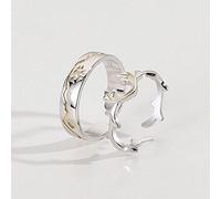 GGYTMQL Sterling metal Open Finger Ring S925 Sterling metal Couple Ring Antlers Elk Personality Fashion Open Ring Gifts for Lover Ring, Adjustable Opening