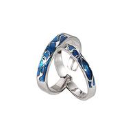 GGYTMQL Sterling metal Open Finger Ring S925 Sterling metal Couple Ring Blue Epoxy Fashion Men and Women Ring Gifts for Lover Ring, Adjustable Opening
