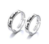 GGYTMQL Sterling metal Open Finger Ring S925 Sterling metal Couple Ring Diamond Ring Jewelry, English Love My Heart Eternal Ring Ring Gifts for Lover Ring, Adjustable Opening