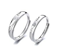 GGYTMQL Sterling metal Open Finger Ring S925 Sterling metal Couple Ring Simple Little Elk Ring Fashion Female Jewelry Gifts for Lover Ring, Adjustable Opening