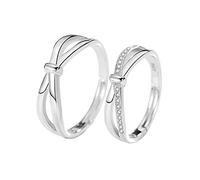 GGYTMQL Sterling metal Open Finger Ring S925 Sterling metal Movable Opening Adjustable Pair Ring Men's and Women's Anti-True Diamond Ring Japanese Simple Female Couple Ring Gifts for Lover (Rin