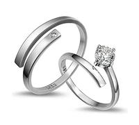 GGYTMQL Sterling metal Open Finger Ring S925 Sterling metal Open Couple Ring Jewelry, Pair Ring Male and Female Active Open Ring Gifts for Lover Ring, Adjustable Opening (Ring Adjustable openin