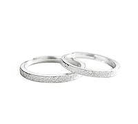 GGYTMQL Sterling metal Open Finger Ring S925 Sterling metal Stone Pattern Couple Ring Frosted Pair Ring Simple Plain Ring Ring Gifts for Lover Ring, Adjustable Opening