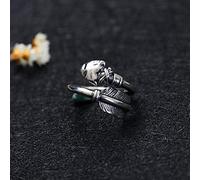 GGYTMQL Sterling metal Open Finger Ring S925 Sterling metal Vintage Thai metal Old Feather Arrow Opening Male and Female Couple Ring Gifts for Lover metal, Adjustable Opening (metal Adjustable open
