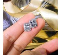 GGYTMQL Sterling Silver Baguette Earrings With Diamonds Small Earrings For Women Engagement Wedding Bridal