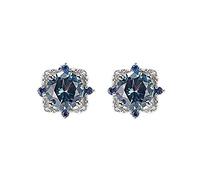 GGYTMQL stud earrings women blue topaz created gemstone wedding jewelry accessories