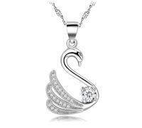 GGYTMQL Swan Love s925 Sterling Silver Diamond Necklace Female Japanese and Korean Style Temperament Clavicle Chain