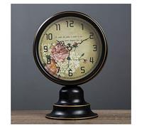 GGYTMQL Table Clock Wrought Iron Table Clock European Desktop Clock Living Room Decoration Small Table Clock Old-fashioned Nostalgic Ornaments Mute Desktop Clocks Decoration Desk Clock (Color : C)