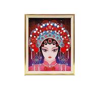 GGYTMQL Table Desktop Decor DIY Diamond Painting Handmade China-Chic Peking Opera Huadan Drama Picture Frame Material Bag Self Made Decoration Activity Chinoiserie Statue Ornament (Color : D)