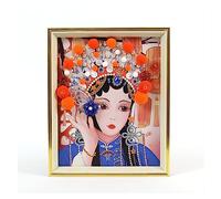 GGYTMQL Table Desktop Decor DIY Diamond Painting Handmade China-Chic Peking Opera Huadan Drama Picture Frame Material Bag Self Made Decoration Activity Chinoiserie Statue Ornament (Color : D)