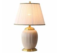 GGYTMQL Table lamp fittings Simple Striped Ceramic For Living Room,Nightstand Lamp With Handmade Barrel Shade 18.9inch Farmhouse s Pink/beige(A 48X30CM)