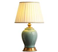 GGYTMQL Table Lamp Ice Crack Glaze Ceramics Table Lamp With Barrel Shape Lamp Shade China Antique Bedroom Bedside Lamp Art Deco Reading Lamp In Study Office 50 * 30 Cm