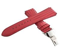 GGYTMQL Techno Master Genuine 24mm Red Leather Silver Stainless Steel Deployment Buckle Watch Band Strap