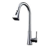 GGYTMQL Touch on high arc Out Sink Faucet, Brass Single Handle 1 Hole Kitchen Mixer tap with Pull Down Sprayer, Double Outlet Mode, Electroplating