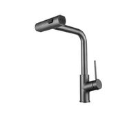 GGYTMQL Touch Sensitive Kitchen Faucet with Sensor Black G3/8 3 Modes Waterfall Crane Brushed Nickel Finish Pull Out Hot and Cold Mixer Gray Sink Faucet