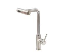 GGYTMQL Touch Sensitive Kitchen Faucet with Sensor Black G3/8 3 Modes Waterfall Crane Brushed Nickel Finish Pull Out Hot and Cold Mixer Gray Sink Faucet