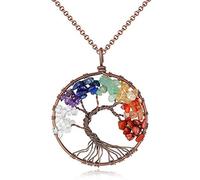 GGYTMQL Tree of Life Pendant Necklace Copper Crystal Natural Stone Necklace Quartz Stones Pendants Women