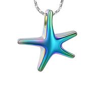 GGYTMQL Urna Collar Gris Joyas De Cremación De Estrellas De Mar para Cenizas Recuerdo Conmemorativo para Mujeres/Hombres Colgantes De Urna De Recuerdo Conmemorativo