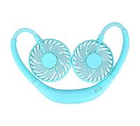 GGYTMQL USB Handheld Personal Hands-free Rechargeable Sports Fan,Neck Hanging Fans Colorful Lights With Mini Aromatherapy Portable Lazy USB Charging Fan-Blue